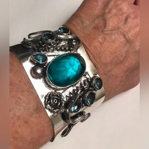 Tourmaline Stamped Solid 925 Sterling Silver Cuff Bracelet